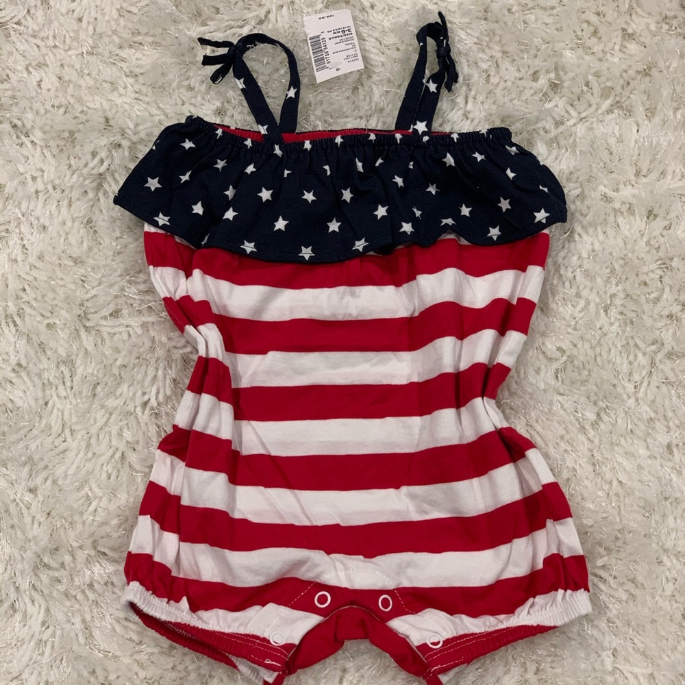 NEW Americana Ruffled Romper for Baby Girl